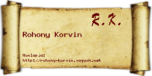 Rohony Korvin névjegykártya